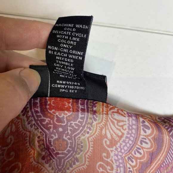 Maggie Barnes  Womens Top Orange Southwest Paisley Sheer Boho Sz 26/28 - Picture 7 of 10